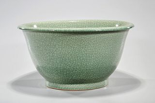 Large Chinese Green Glazed Porcelain Bowl