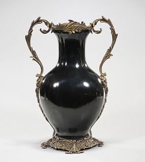 Chinese Black Glazed Porcelain Urn
