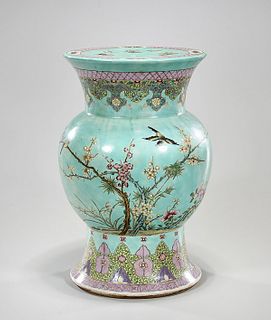 Chinese Enameled Porcelain Gu-Form Garden Seat