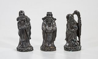 Set of Three Chinese Bronze Star God Figures