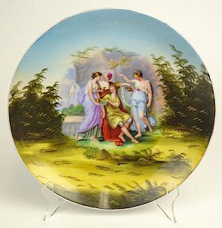Antique Victoria Austria Porcelain Plate With Classical Transferred Motif.