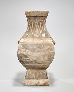 Chinese Painted Pottery Four-Faceted Vase