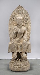 Chinese Stone Seated Buddha