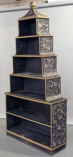 Chinese Painted Wood Stacking Shelves