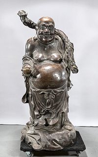 Large Chinese Bronze Standing Budai