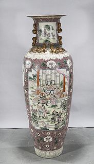 Massive Chinese Enameled Porcelain Floor Vase