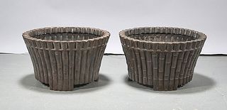 Two Chinese Bronze Jardinieres