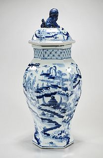 Chinese Blue and White Porcelain Hexagonal Covered Vase