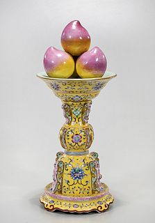 Chinese Porcelain Molded Peach Display
