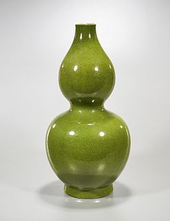 Chinese Green Glazed Porcelain Double Gourd Vase