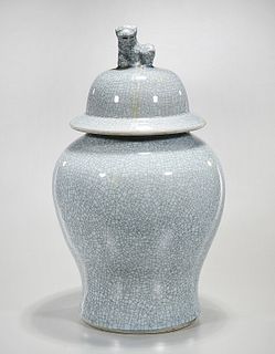 Chinese Crackle Glazed Porcelain Covered Vase
