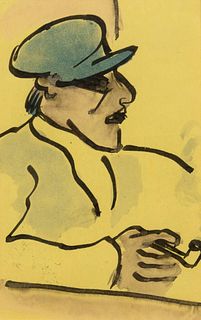 Max Pechstein
(German, 1881-1955)
Fischer mit blauer MÃ¼tze und Pfeife (Fisherman with blue cap and pipe), 1912