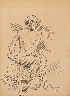 Max Pechstein
(German, 1881-1955)
Sitzender Frauenakt (Seated Woman), c. 1918