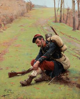 Paul (Louis Narcisse) Grolleron
(French, 1848-1901)
A Seated Foot Soldier