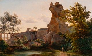 Johann Georg Gemlin
(German, 1810-1854)
Landscape in Italy, Syracuse, Sicily, 1839