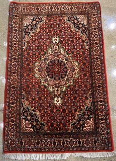 Persian Floral Wool Bijar Rug, 4' 6" x 2' 11"