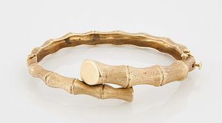 14K Gold Bamboo Form Bracelet