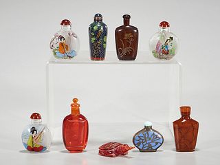 Group of Nine Various Chinese Snuff Bottles