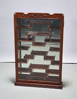 Chinese Wood and Glass Curio Cabinet