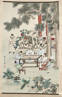 Chinese Ink and Color on Silk Scroll