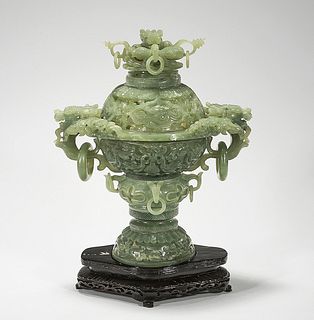 Chinese Bowenite or Serpentine Covered Censer