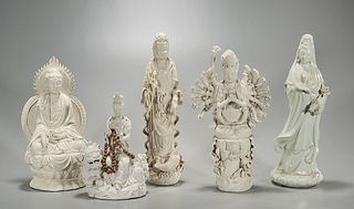 Five Chinese Blanc de Chine Porcelain Figures