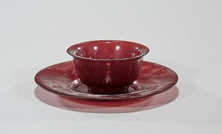 Antique Chinese Ruby Peking Glass Finger Bowl