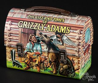 Signed Dan Haggerty Grizzly Adams tin lunch box
