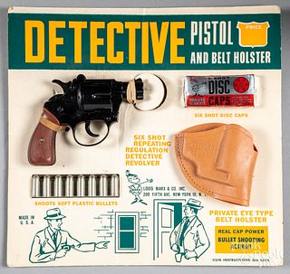 Marx Detective Pistol cap gun on original card