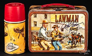 Signed Peter Brown Lawman tin lunch box