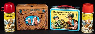 Two Roy Rogers lunch boxes with thermos