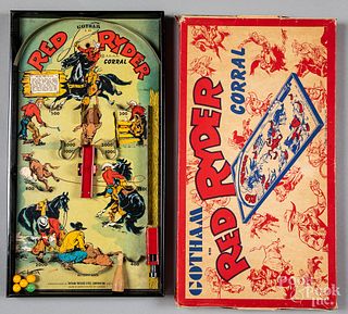 Boxed Gotham Red Ryder bagatelle game, 1950