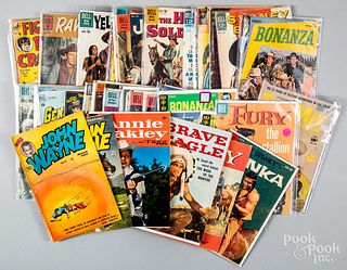 Thirty-four vintage western comic books.