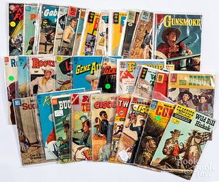 Thirty-four vintage western comic books