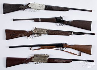 Five toy cap gun rifles
