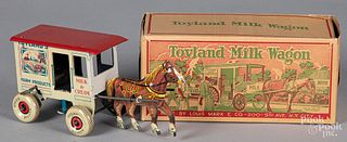Marx tin lithograph wind-up Toyland Milk Wagon
