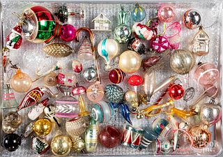 Large group of vintage glass Christmas ornaments