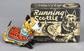 Boxed Marx tin lithograph wind-up Running Scottie