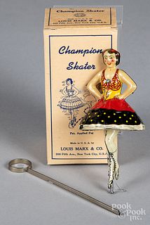 Boxed Marx tin lithograph wind-up Champion Skater
