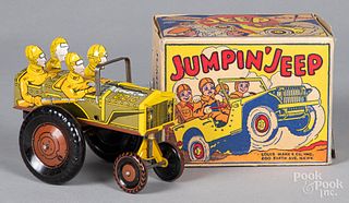 Boxed Marx tin lithograph wind-up Jumpin' Jeep