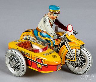 Marx tin lithograph wind-up police motorcycle