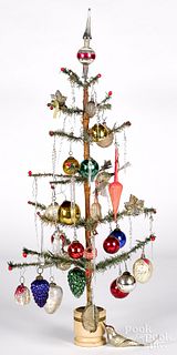 German feather tree, with thirteen Kugel ornament