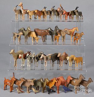 Forty-three carved and painted Noah's Ark animals