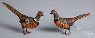 Two German composition pheasant candy containers