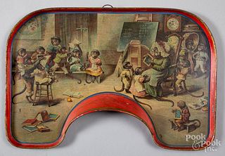 Unusual child's tin lithograph highchair tray