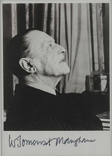 MAUGHAM, W. Somerset (1874-1965). Photographic print portrait of Maugham in profile on his 80th birthday, signed "W. Somerset Maugham" [1954]. 8vo, vi