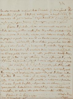 PIAZZI, Giuseppe (1746-1826). Autograph letter signed ("Piazzi"), to D. Gaetano. Palermo, 22 June 1807. 2 pages, 4to, visible area 235 x 176 mm, matte