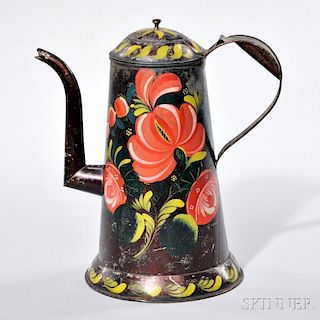 Paint-decorated Tin Coffeepot