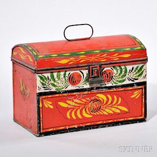 Paint-decorated Tin Dome-top Document Box