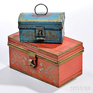 Two Stencil-decorated Tin Boxes